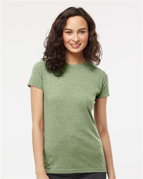 M&O 3540, Women's Deluxe Blend T-shirt, Heather Green