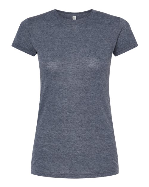 M&O 3540, Women's Deluxe Blend T-shirt, Heather Navy