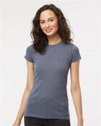 M&O 3540, Women's Deluxe Blend T-shirt, Heather Navy