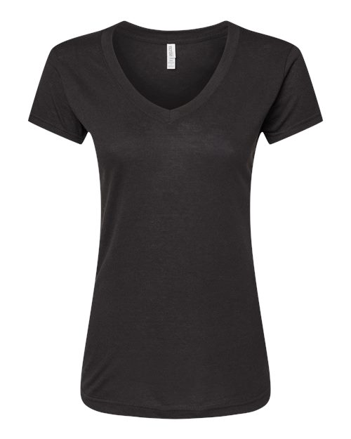 M&O 3542, Women's Deluxe Blend V-neck T-shirt, Black