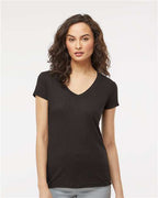 M&O 3542, Women's Deluxe Blend V-neck T-shirt, Black