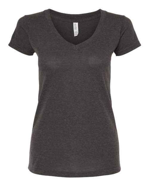 M&O 3542, Women's Deluxe Blend V-neck T-shirt, Heather Graphite