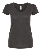 M&O 3542, Women's Deluxe Blend V-neck T-shirt, Heather Graphite