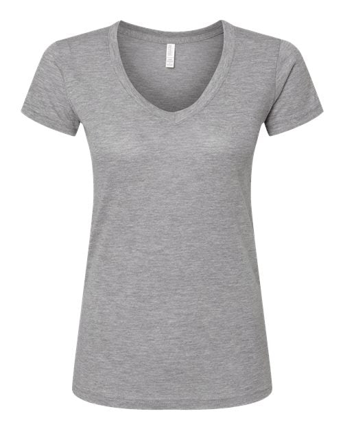 M&O 3542, Women's Deluxe Blend V-neck T-shirt, Heather Grey