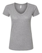 M&O 3542, Women's Deluxe Blend V-neck T-shirt, Heather Grey