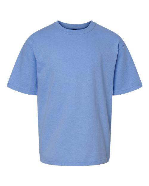 M&O 3544, Youth Deluxe Blend T-shirt, Heather Blue