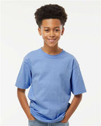 M&O 3544, Youth Deluxe Blend T-shirt, Heather Blue