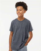 M&O 3544, Youth Deluxe Blend T-shirt, Heather Navy