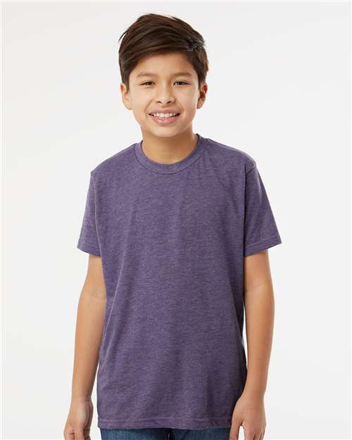 M&O 3544, Youth Deluxe Blend T-shirt, Heather Purple
