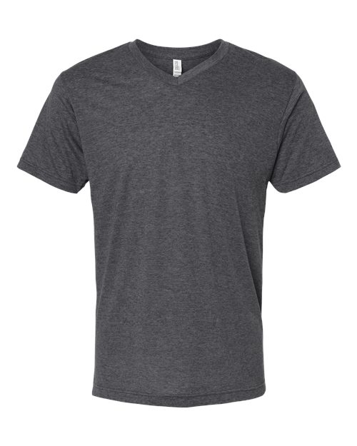 M&O 3543, Deluxe Blend V-neck T-shirt, Heather Charcoal