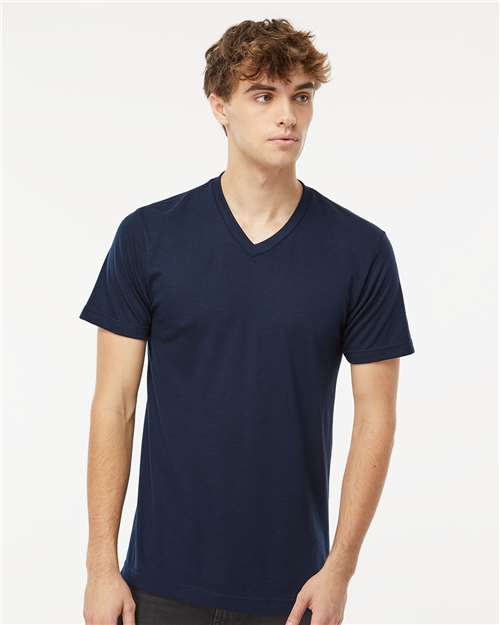 M&O 3543, Deluxe Blend V-neck T-shirt, Navy