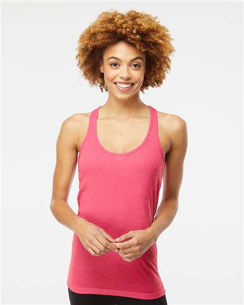 M&O 3590, Women's Racerback Blend Tank, Heather Fuchsia