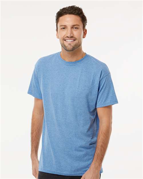 M&O 4800, Men's Gold Soft Touch T-shirt, Light Blue Heather