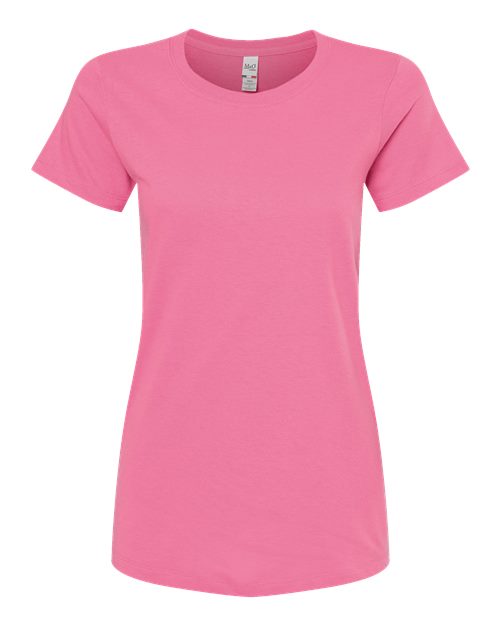 M&O 4810, Women's Gold Soft Touch T-shirt, Azalea