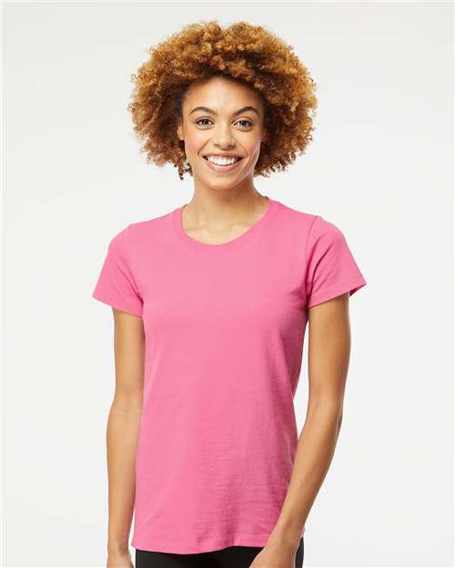 M&O 4810, Women's Gold Soft Touch T-shirt, Azalea