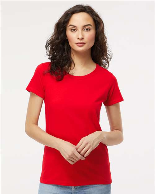 M&O 4810, Women's Gold Soft Touch T-shirt, Deep Red