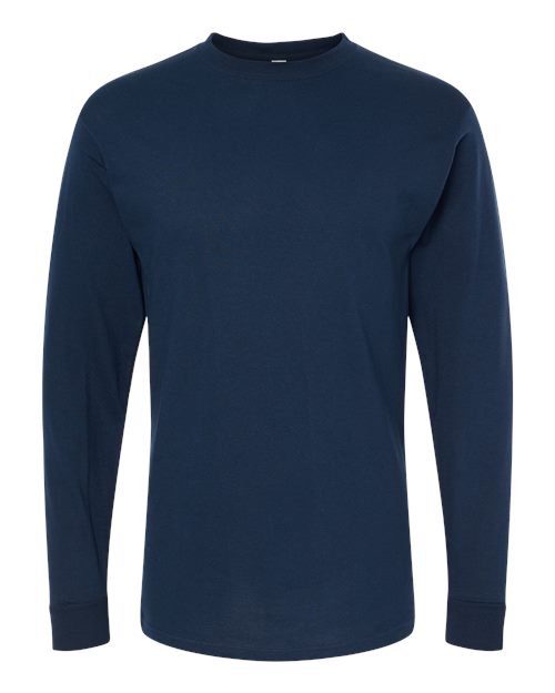 M&O 4820, Unisex Gold Soft Touch Long Sleeve T-shirt, Deep Navy