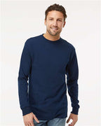 M&O 4820, Unisex Gold Soft Touch Long Sleeve T-shirt, Deep Navy