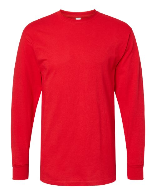 M&O 4820, Unisex Gold Soft Touch Long Sleeve T-shirt, Deep Red