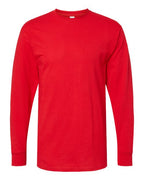 M&O 4820, Unisex Gold Soft Touch Long Sleeve T-shirt, Deep Red