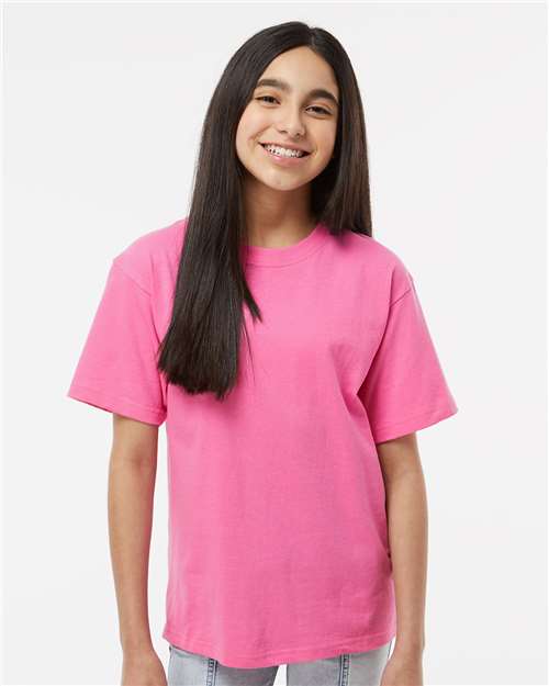 M&O 4850, Youth Gold Soft Touch T-shirt, Azalea