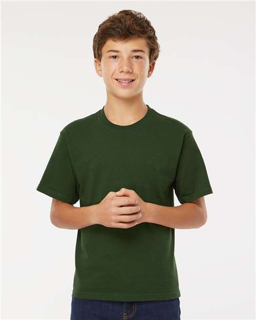 M&O 4850, Youth Gold Soft Touch T-shirt, Forest Green