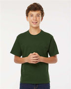 M&O 4850, Youth Gold Soft Touch T-shirt, Forest Green