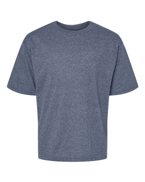 M&O 4850, Youth Gold Soft Touch T-shirt, Heather Navy