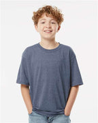 M&O 4850, Youth Gold Soft Touch T-shirt, Heather Navy
