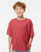 M&O 4850, Youth Gold Soft Touch T-shirt, Heather Red