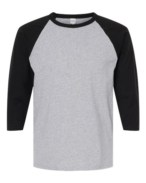 M&O 5540, Raglan Three-quarter Sleeve Baseball T-shirt, Sport Grey/ Black