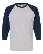 M&O 5540, Raglan Three-quarter Sleeve Baseball T-shirt, Sport Grey/ Navy