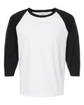 M&O 5540, Raglan Three-quarter Sleeve Baseball T-shirt, White/ Black