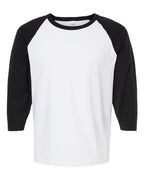 M&O 5540, Raglan Three-quarter Sleeve Baseball T-shirt, White/ Black