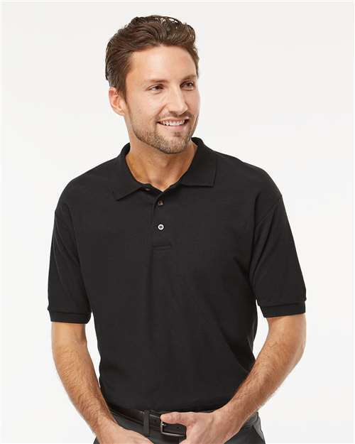 M&O 7002, Ring-spun Pique Polo, Black