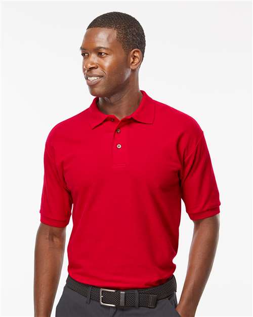 M&O 7002, Ring-spun Pique Polo, Bright Red