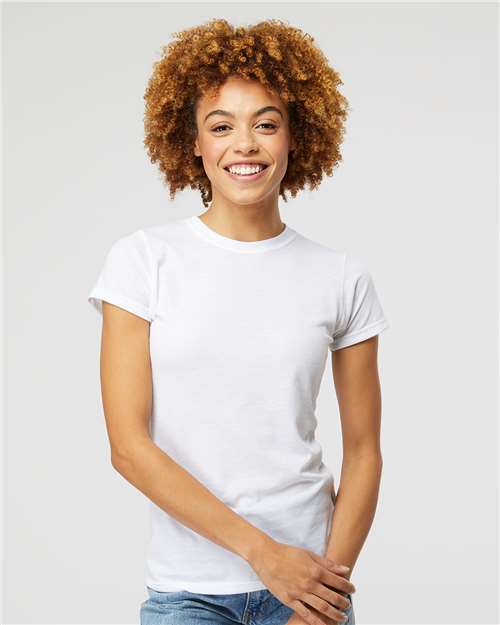 M&O 3540, Women's Deluxe Blend T-shirt, Heather White