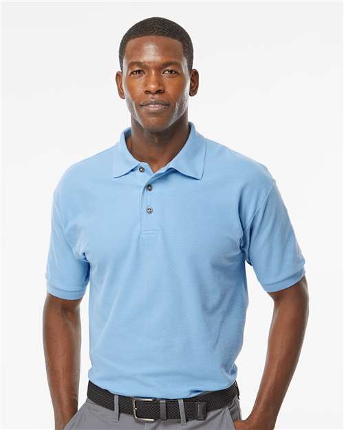 M&O 7002, Ring-spun Pique Polo, Light Blue