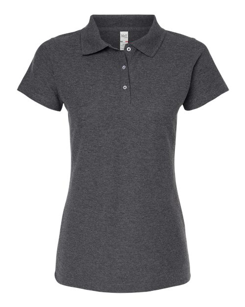 M&O 7007, Women's Soft Touch Polo, Dark Heather