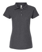 M&O 7007, Women's Soft Touch Polo, Dark Heather