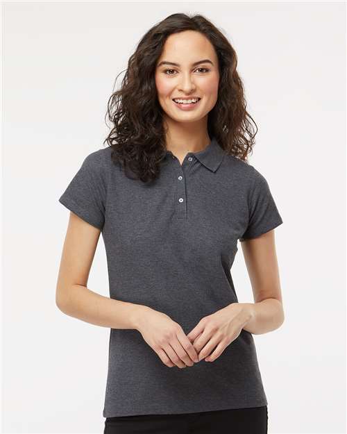 M&O 7007, Women's Soft Touch Polo, Dark Heather