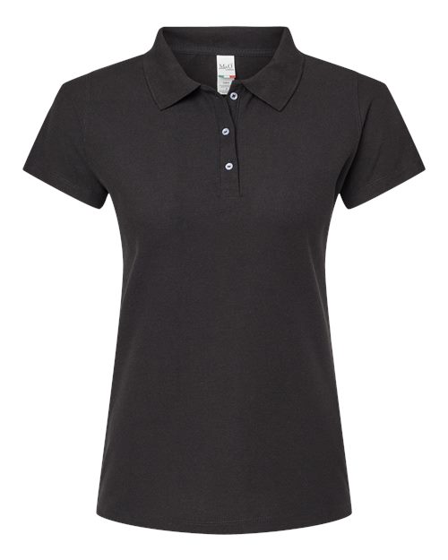 M&O 7007, Women's Soft Touch Polo, Fine Black