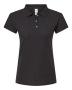 M&O 7007, Women's Soft Touch Polo, Fine Black