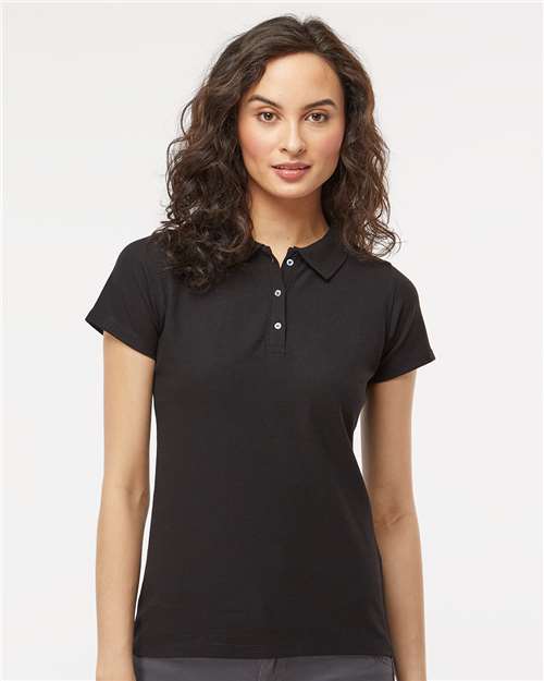 M&O 7007, Women's Soft Touch Polo, Fine Black