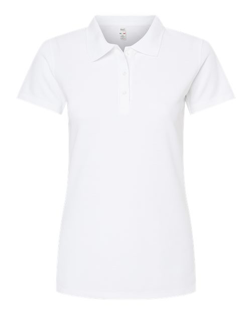 M&O 7007, Women's Soft Touch Polo, Fine White