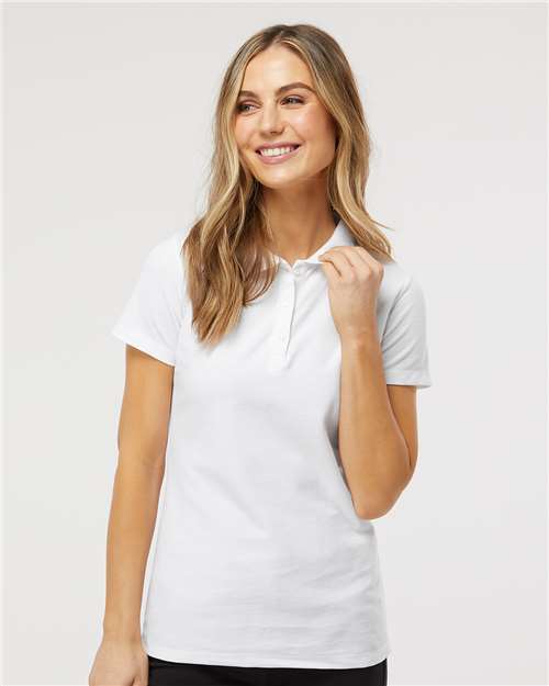 M&O 7007, Women's Soft Touch Polo, Fine White