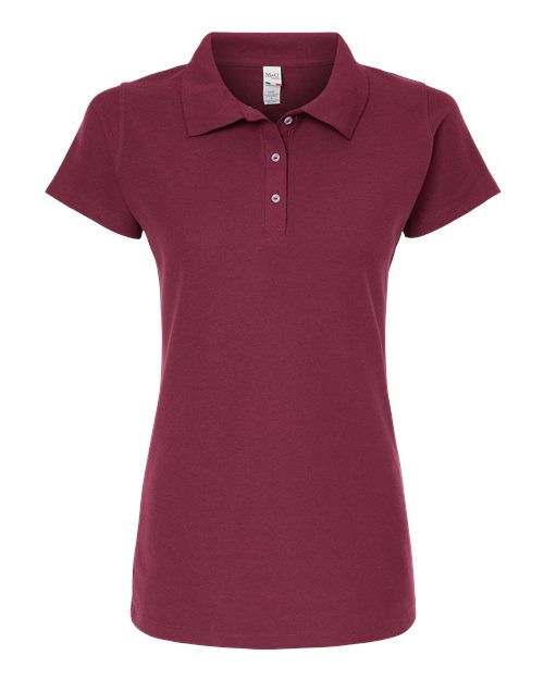 M&O 7007, Women's Soft Touch Polo, Maroon