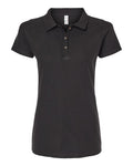 M&O 7600, Women's Ringspun Pique Polo, Black