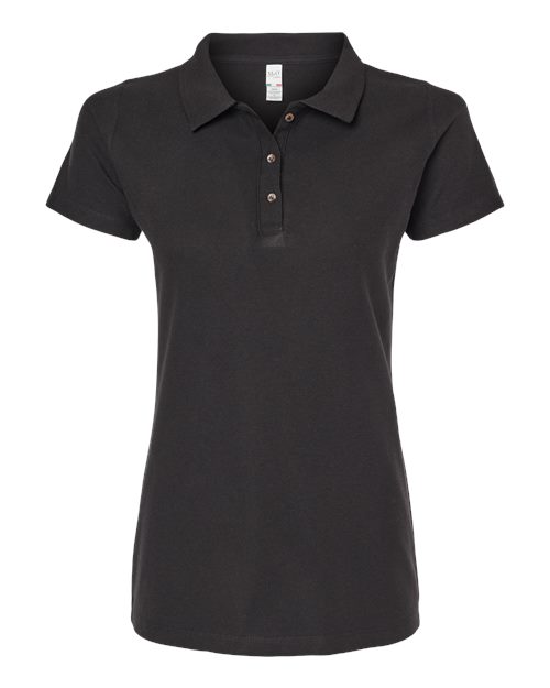M&O 7600, Women's Ringspun Pique Polo, Black