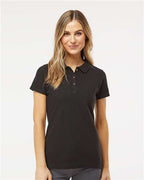 M&O 7600, Women's Ringspun Pique Polo, Black